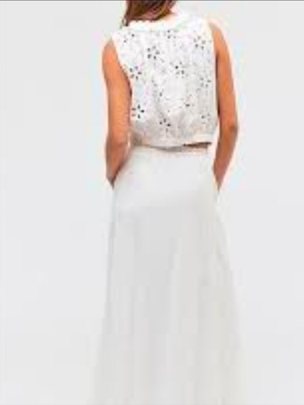 NWT Free People Madelyn Cotton Maxi Skirt Set White Sugar Swizzle Boho Eyelet M - Picture 4 of 11